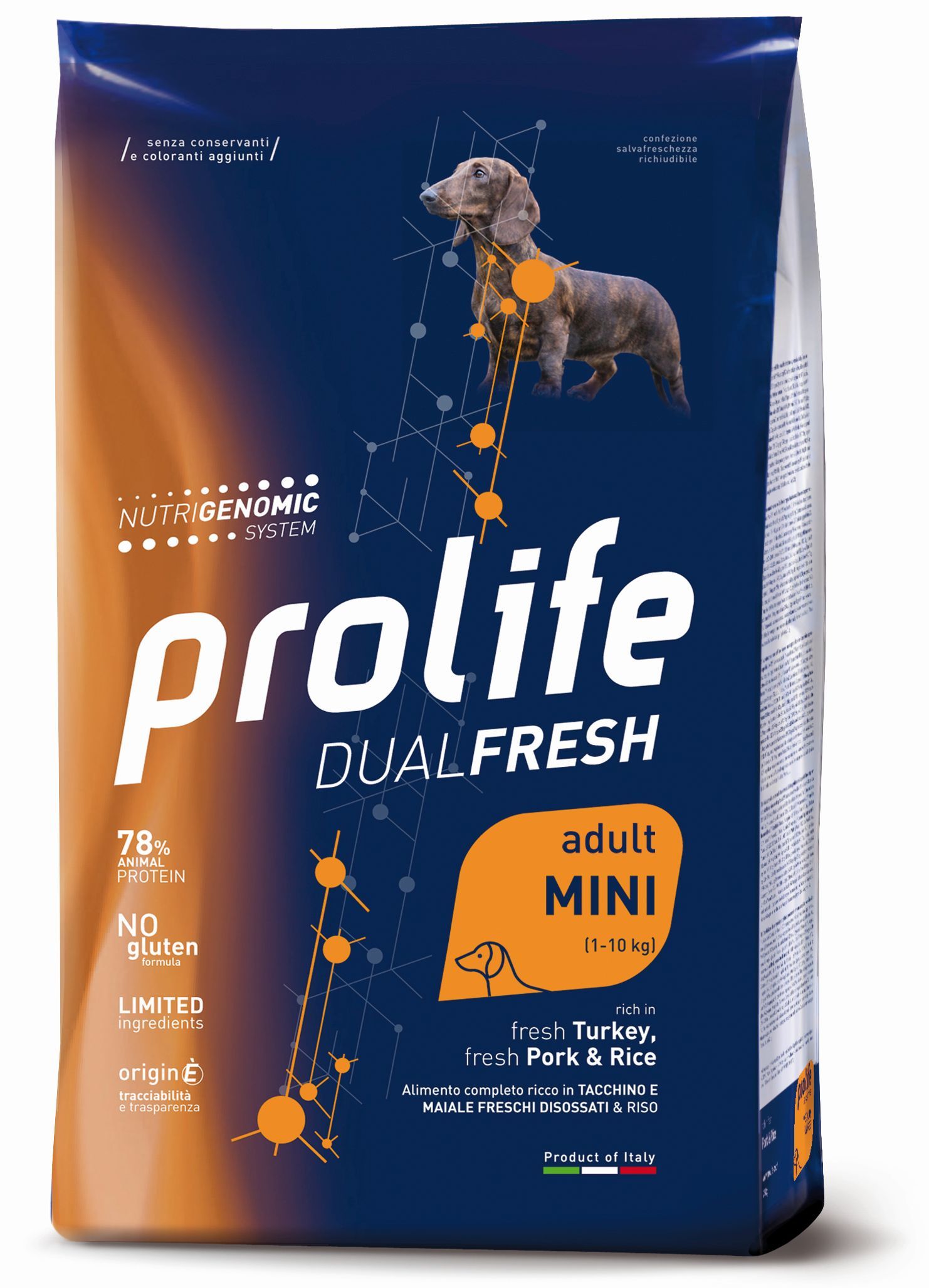 Prolife Dual Fresh Adult Mini Tacchino Maiale e Riso 2kg - Crocchette per Cani Prolife Dual Fresh Adult Mini Tacchino Maiale e Riso 2kg - Crocchette per Cani